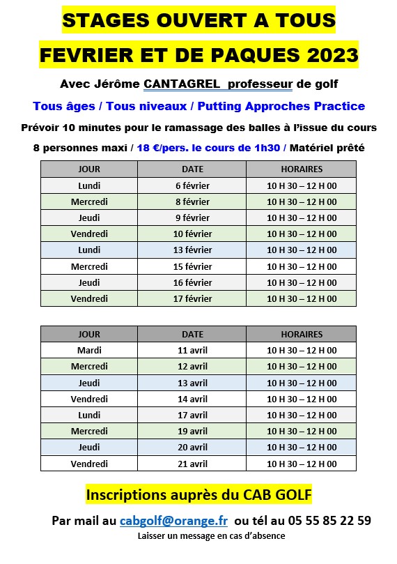 stages Fevrier Paques 2023